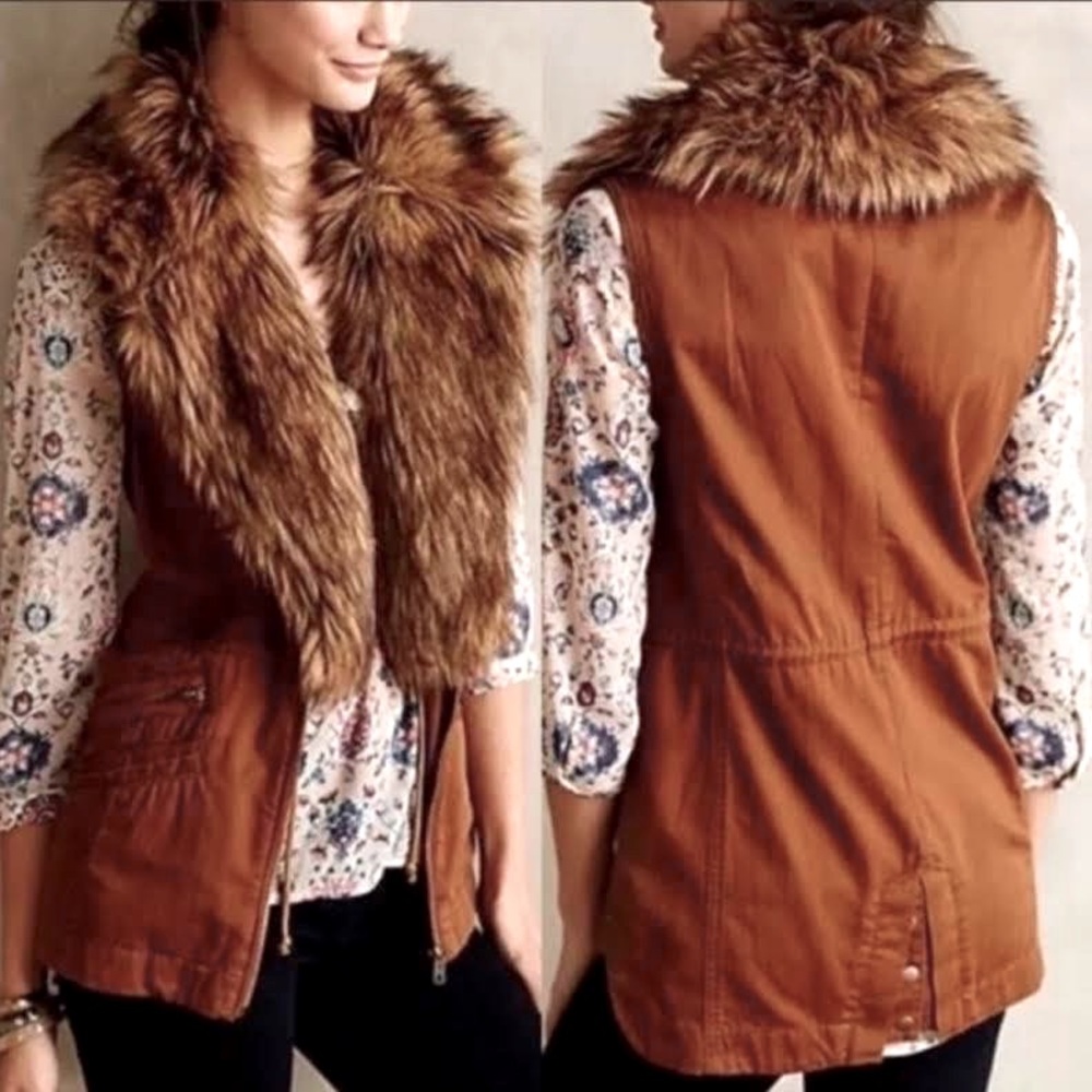 Hei Hei by Anthropologie Removable faux fur cargo vest